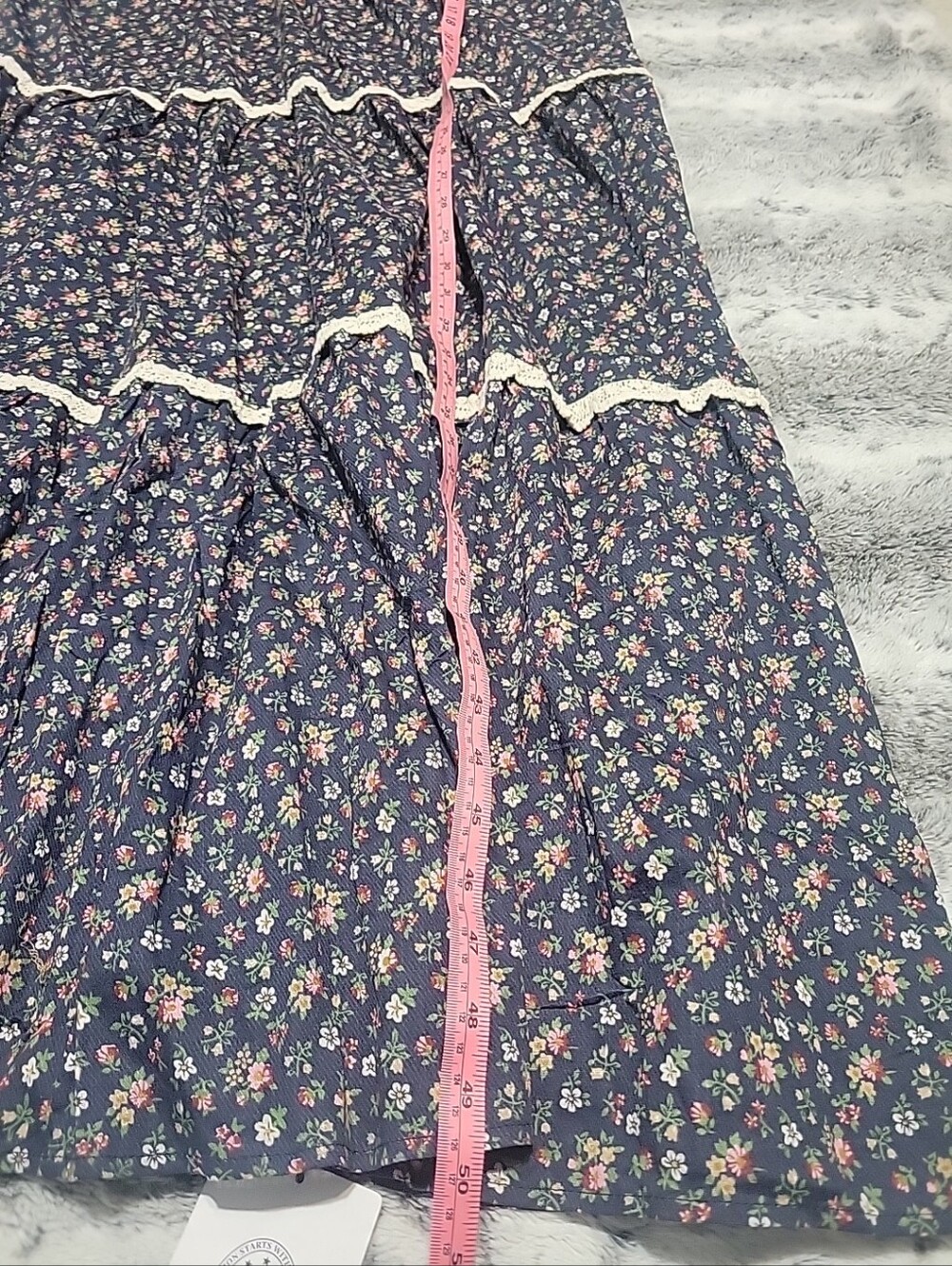 Cider Navy Floral Maxi Dress with Cream Lace New XL - Picture 7 of 7
